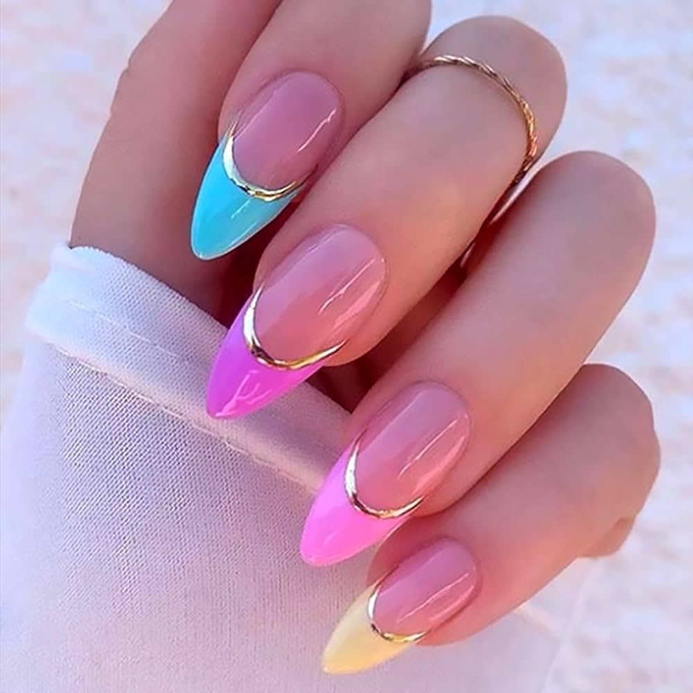 Vibrant French Tip Nail Set